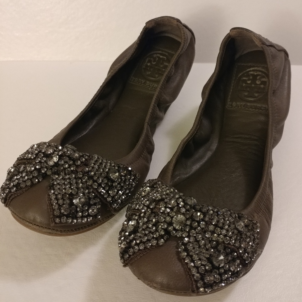 Tory Burch Eddie Flats w/Rhinestone Bow